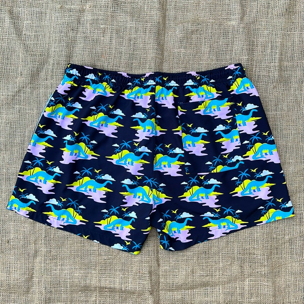 cabana Crown & Ivy Mens Dinosaur Swim Trunks Black Turquoise Lavender Size XXL